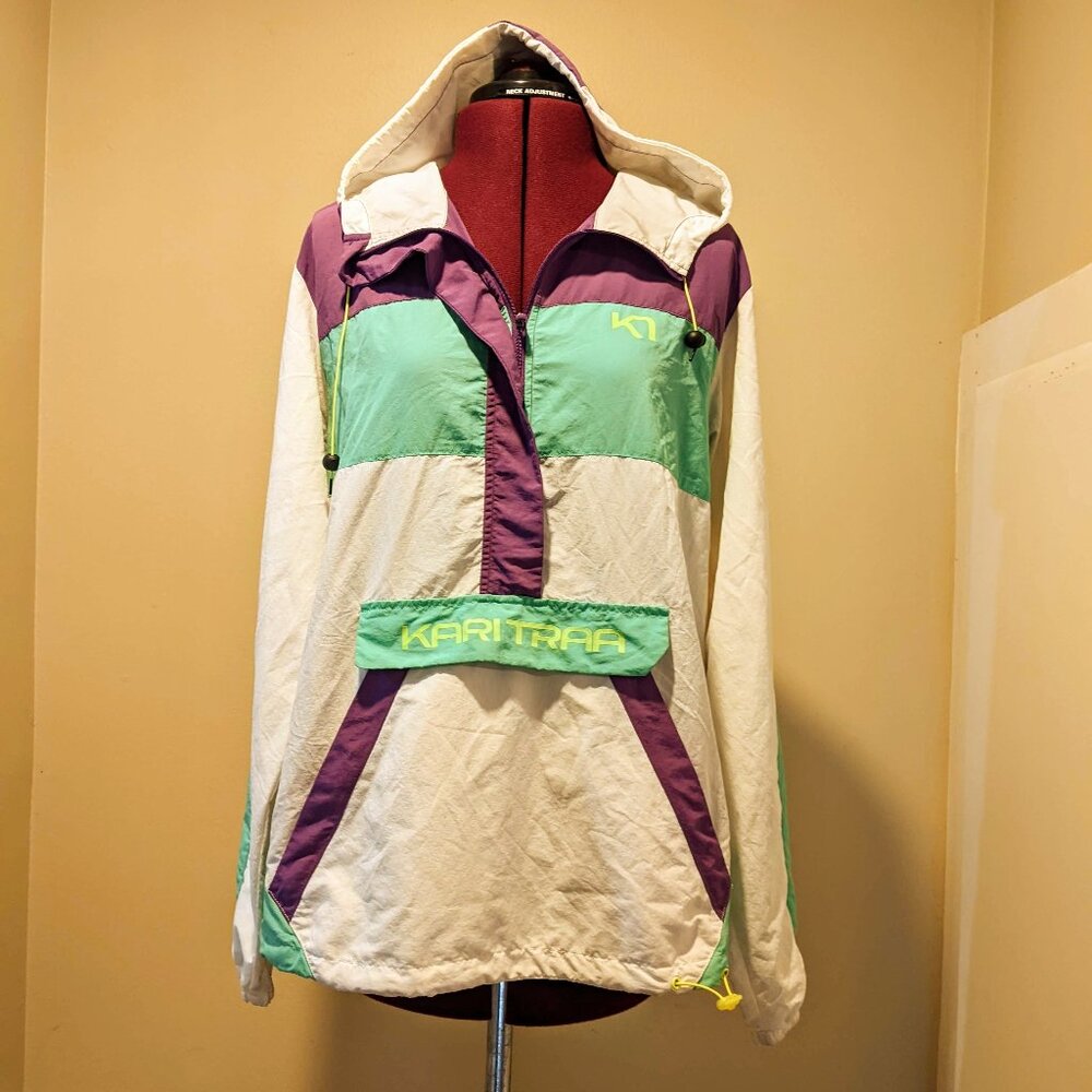 Kari Traa Signe Anorak Jacket windbreaker Colorblock Hooded Pullover (Women’s) M